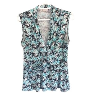 Petite Teal Patterned Sleeveless Top
